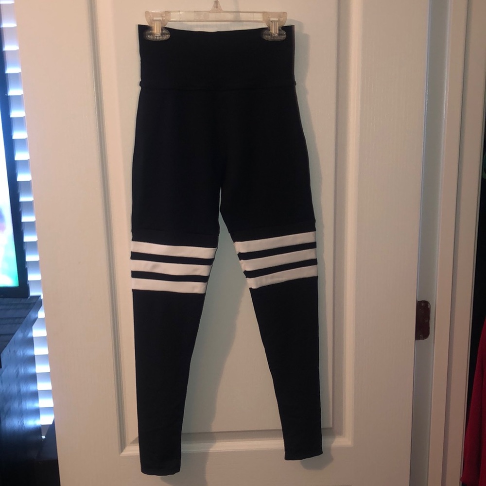 Black with white stripe leggings